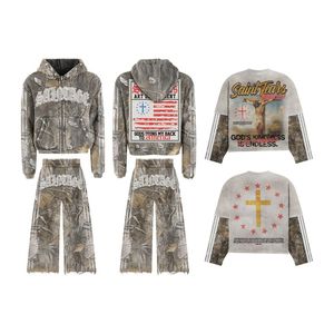 Ensemble de survêtement personnalisé de haute qualité à imprimé camouflage Sweat à capuche à fermeture éclair et sweat imprimé 3 Combo Deal - Product Image 1