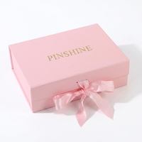 Boîte cadeau magnétique pliable personnalisée avec logo en feuille d'argent et ruban rose pour cosmétiques et faveurs de mariage en gros