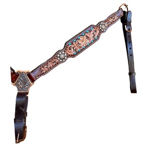 Collar de pecho occidental de caballo de cuero de calidad superior Collar de pecho tallado antiguo y mecanizado para montar a caballo a precio asequible - Product Image 2