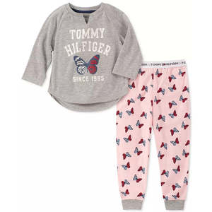 ชุดนอนผีเสื้อ 2 ชิ้น สำหรับเด็กหญิง Tommy Hilfiger สีเทา ไซส์ 4-5 สำหรับเด็กเล็กและเด็กโต - Product Image 1