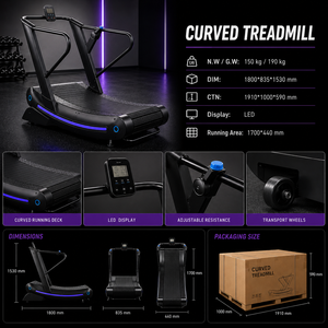 Tapis roulant incurvé <span class=keywords><strong>auto</strong></span>-alimenté BM avec suivi LED, protection articulaire antichoc, matériel d'entraînement HIIT pour salle de sport commerciale BM - Product Image 3