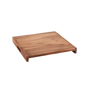 <b>Wooden</b> <b>Serving</b> Tray Rectangle Wood with Handles Decorative Tray <b>Platter</b> for Breakfast Lunch Dinner - Product Image 3