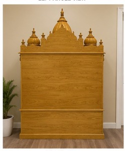 Mandir de prière en teck moderne de style Haveli traditionnel, armoire de temple artisanale personnalisée avec rangement - Product Image 6