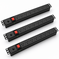 Unit Distribusi Daya PDU Rak Server 19 Inci 6/8 Outlet Kustom Colokan US UK EU AU Kabinet Jaringan OEM ODM Tersedia Hitam