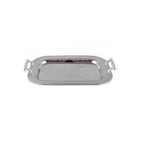 Plateau de service en acier inoxydable rectangulaire de taille moyenne fait à la main écologique décor de table de cuisine fini argent - Product Image 5