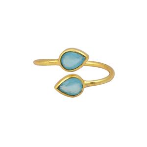 Bague en pierre précieuse améthyste en forme de poire plaqué or 5x7mm bague Design à la main véritable bague entièrement réglable bijoux pour filles - Product Image 6