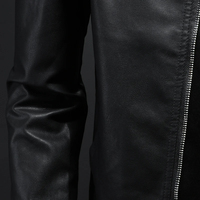 Veste matelassée en cuir véritable pour homme, imperméable, col montant, style motard, coupe ajustée, en cuir de vachette noir, fermeture éclair, luxe premium, hiver