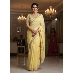 Sari pour femme le plus vendu avec broderie Zari lourde pour mariages et occasions festives - Séchage rapide, idéal pour offrir - Product Image 5