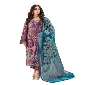 Liquidation sur Original Indian Kurta Set Robe Salwar Kameez pakistanaise prête à l'emploi pour femme en mousseline de soie par Ramsha - Product Image 1