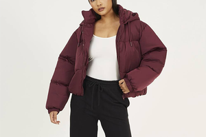 Chaqueta Acolchada de Invierno Color Borgoña, Estilo Urbano, para Mujer, Talla Grande, Aislante, Venta Directa de Fábrica, OEM - Product Image 5