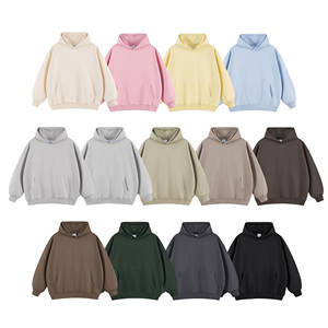 เสื้อฮู้ดพิมพ์ลายพัฟของผู้ชาย, เสื้อมีฮู้ดสไตล์ลำลองเปิดไหล่ตกไซส์ใหญ่สีพื้น400GSM ออกแบบได้ตามต้องการ - Product Image 2