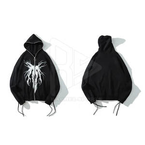 Sudaderas con cremallera completa personalizadas de estilo callejero en blanco liso a granel sudaderas con cremallera completa de invierno logotipo personalizado de alta calidad de punto para hombres - Product Image 3