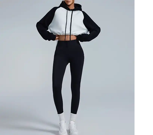 OEM Recién llegado Logotipo de impresión personalizada Talla grande Última Casual de alta calidad de manga larga Crop Mujeres Sudaderas con capucha cortas - Product Image 2