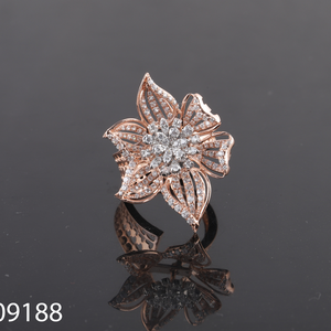 D'VINS JEWELS Flower Design Diamond Ring 14K Rose Gold Plated Lab Grown Round Brilliant Cut Women's Wedding Engagement Ring - Product Image 3