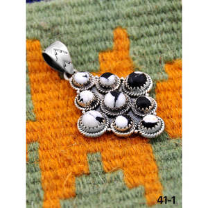 Handmade Southwest Style White Buffalo Turquoise & Sterling <b>Silver</b> Pendant Bezel Setting Inlay with Religious <b>Charm</b> Pendants - Product Image 2