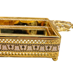 New <strong>Decorative</strong> <strong>Tray</strong> Gold Mirror Jewelry Storage Organizer Makeup <strong>Tray</strong> for Vanity <strong>Dresser</strong> - Product Image 5