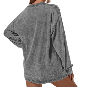Automne hiver femme sweat nouveau Design pull ample surdimensionné col rond 100% coton longue longueur avant Logo Style décontracté - Product Image 5