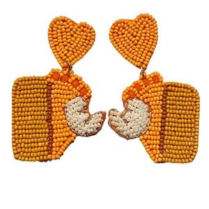 Pendiente colgante de gota con bordado de cuentas hecho a mano de pastel de calabaza joyería elegante lujo y hermoso de moda de la India - Product Image 1