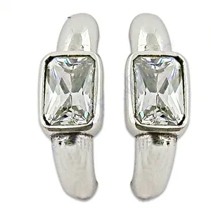 Women's Daily Wear Silver Cubic Zirconia Hoop Earrings <b>Crystal</b> <b>Jewelry</b> - Product Image 1