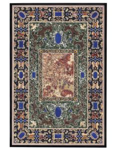 Table basse en pierre incrustée de couture avec meubles de salon durables de style traditionnel Gem Haven pour un usage domestique - Product Image 4