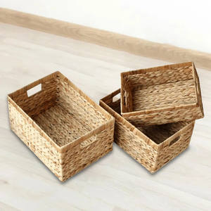 Wholesale Cheapest Set of 2 Natural Water Hyacinth Storage <b>Baskets</b> for Home and Storage Handmade From Vietnam - Product Image 1
