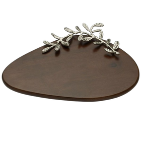 Bandeja para servir comida de madera de diseño único con mango de diseño de hoja Tamaño y forma personalizados hechos a mano Servicio de té y café - Product Image 5