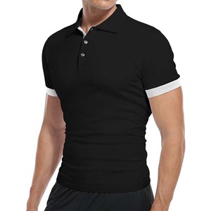 Polo noir de style golf pour homme, absorbant la transpiration, à manches courtes, vêtement décontracté moderne - Product Image 2