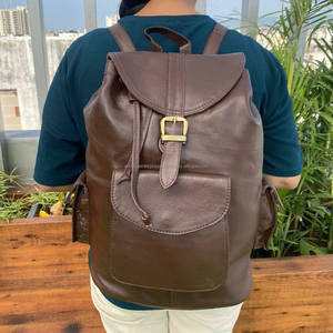 Vente chaude À La Main Noir En Cuir Véritable Grand Sac À Dos Vintage Pour Unisexe En Cuir De Vachette Sac À Dos pour Voyage D'affaires En Plein Air - Product Image 4