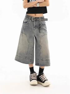 Pantalones Cargo de satén de cintura alta Vintage para mujer, pantalones de verano a la moda, cierre de cintura elástica, cremallera, bolsillos delanteros planos - Product Image 6