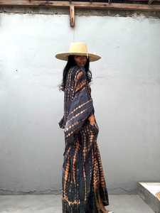 Vestido Kimono Largo de Satén Viscosa con Cuello en V y Mangas Largas, Ecológico, Transpirable, Estilo Casual para Celebraciones Festivas - Product Image 5