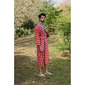 Bata Kimono Boho de Algodón Puro para Hombre, Estilo Geométrico Japonés Haori, Transpirable, para Verano, Corte Relajado, Conjunto Masculino - Product Image 5