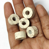 Perles Heishi en pierre d'howlite blanche 14x8mm, trou large de 5mm, forées, hautement polies, 13,5 carats, Iroc Sales pour la fabrication de bijoux et bracelets