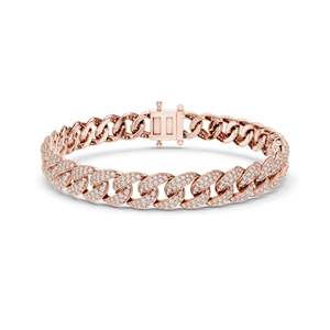 Bracelet cubain en diamant de laboratoire 4,997 CT, taille brillant ronde VVS-VS EF, or 10KT, 14KT, 18KT et argent 925, rose, jaune - Product Image 2