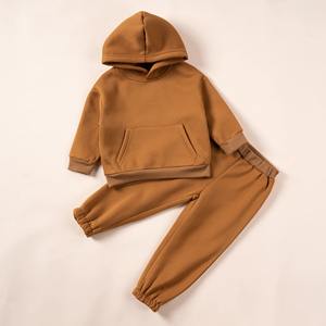 Winter Children Hooded Tracksuits Suits 0-6Y Toddler <b>Boys</b> Girls Clothing Suit Solid Plush Sweater and <b>Sports</b> Pants Set - Product Image 4