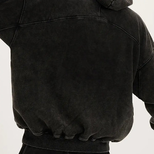 Prix de gros 400Gsm 500Gsm French Terry Loose Fit Hommes No String sweat à capuche personnalisé Épaule tombante Solide Pull-over - Product Image 6