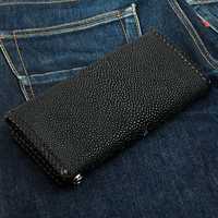Dompet Rantai Kulit Sapi Vintage untuk Pria, Dompet Biker Panjang Buatan Tangan, Pemasok Label Pribadi OEM, Dompet Biker Kulit Hitam