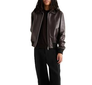 เสื้อแจ็คเก็ตหนังผู้ชายแบบคอตั้ง ผ้าแคนวาสเคลือบกันน้ำ ระบายอากาศ กันลม สีพื้นเรียบ สไตล์วินเทจ สำหรับฤดูหนาว ผลิตตามแบบ OEM - Product Image 2