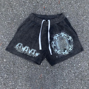 Conjunto de Camiseta y Pantalones Cortos de Algodón 100% para Hombre, Estilo Urbano, Lavado Ácido, Casual, de Verano, Talla Grande, Unisex - Product Image 3