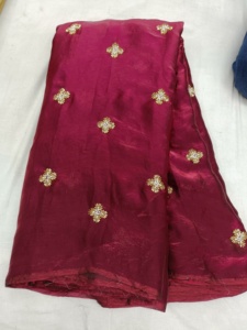 Tissu en soie 100% Fandy avec broderie pour robes et lehengas élégantes - Product Image 6