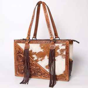 Sac fourre-tout en cuir de vachette de style bohème de luxe de haute qualité avec fleurs et pompon, couleur personnalisée, saison d'automne, prix de gros - Product Image 1