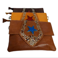 Portefeuille-pochette unisexe antivol en cuir véritable Moroccan Soul avec doublure PC souple, porte-cartes longs et motif logo élégant MA