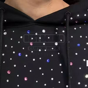 Sweat à capuche en coton mélangé de couleur unie pour hommes Vente en gros Prix bas quantité minimale de commande Sweats à capuche en strass pour hommes - Product Image 4