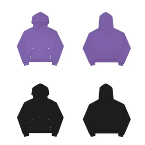 Sweat à capuche personnalisé à la mode poids lourd 500 Gsm bouton en métal Double capuche Boxy Fit Hoodies pour hommes - Product Image 4