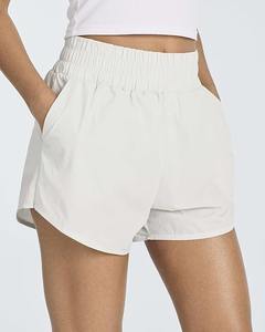 Short en jean croisé taille haute pour femme bouton extensible jambe droite poignets bruts motif chaud coton Shorts techniques lavées - Product Image 5