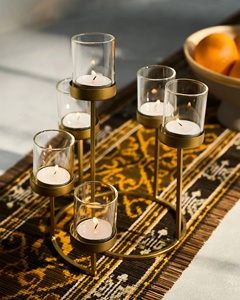 Geometric Gold Metal Wire Iron Tealight Candlestick <b>Holder</b> for Christmas Table Decorations Elegant <b>Lantern</b> Style <b>Candle</b> Jar - Product Image 1