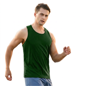 Camiseta Deportiva sin Mangas para Hombre, Color Azul Sólido, de Secado Rápido, Cuello Redondo, Tejido de Poliéster, Ropa Deportiva - Product Image 5