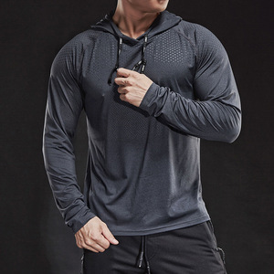 Polyester Quick Dry <b>Long</b> <b>Sleeve</b> Longline <b>Gym</b> T Shirt With Hood Sublimation Fitness Training Running Hoodies Hooded T Shirts - Product Image 1