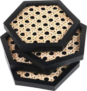 Handmade Natural Jute Drink <b>Coasters</b> <b>and</b> <b>Placemats</b> Boho Rattan Braided Heat Resistant Coffee Table Home Kitchen Decor - Product Image 2