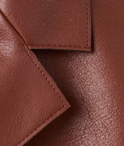 <b>Womens</b> Brown Genuine Leather Zipper Racer <b>Jacket</b> Cropped Blazer Vintage Style <b>Shirt</b> Coat Outerwear Regular Fit Winter Top Cotton - Product Image 3