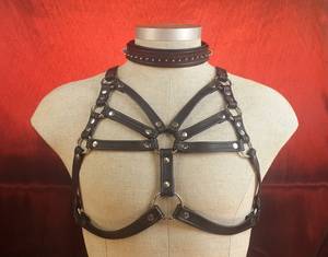 <b>Leather</b> <b>Harness</b> Handmade Statement Style Unisex Punk Shoulder Accessory LWH-0056B - Product Image 1